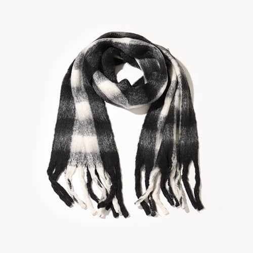 atmos pink check scarf with unique check pattern, sourced from Japan