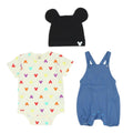 [Baby Doll] Mickey 3-piece gift set with gift box 9136B [DY] / 70-80cm Baby size Baby Baby gift Present Baby clothes Short sleeves Body suit Rompers Bottoms Overalls Hat Cap Coordination set 3D motif Ears