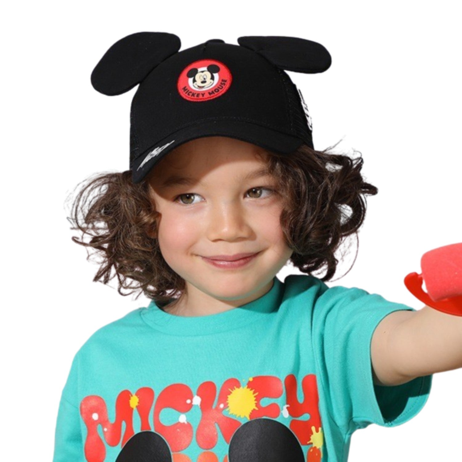 [Baby Doll] Mickey Mesh Cap with Ears 9236 / Head Circumference: 50-54cm Kids Hat Baseball Cap 3D Motif Adjustable Size with Velcro Includes Reflector Sun Shade UV Protection