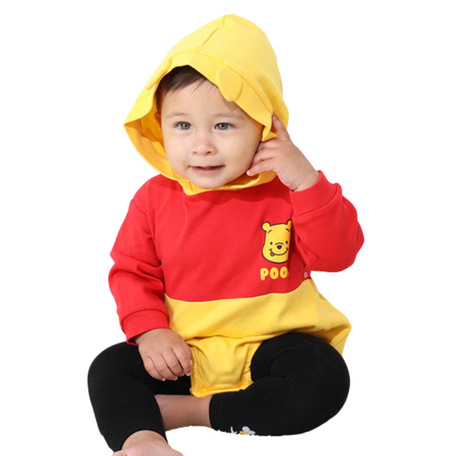 [Baby Doll] 2-piece gift set with Pooh gift box 9802B [DY] / 70-80cm Baby size Baby Baby gift Gift Present Baby clothes Long sleeves Hooded Romper Bottoms Tights Coordination set Fancy dress Costume Cosplay