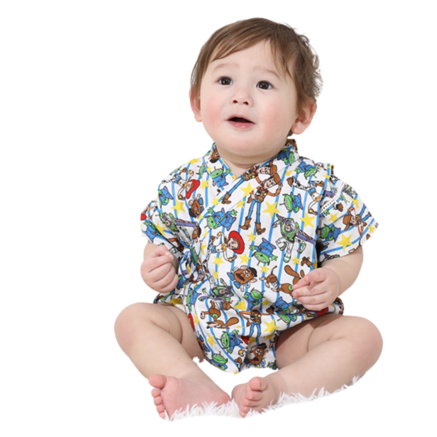 [Baby Doll] Toy Story Yukata Romper 0433B / 70-80cm Baby Size Baby Baby Shower Gift Present Baby Clothes Coverall Short Sleeve Link Coordination Matching Look
