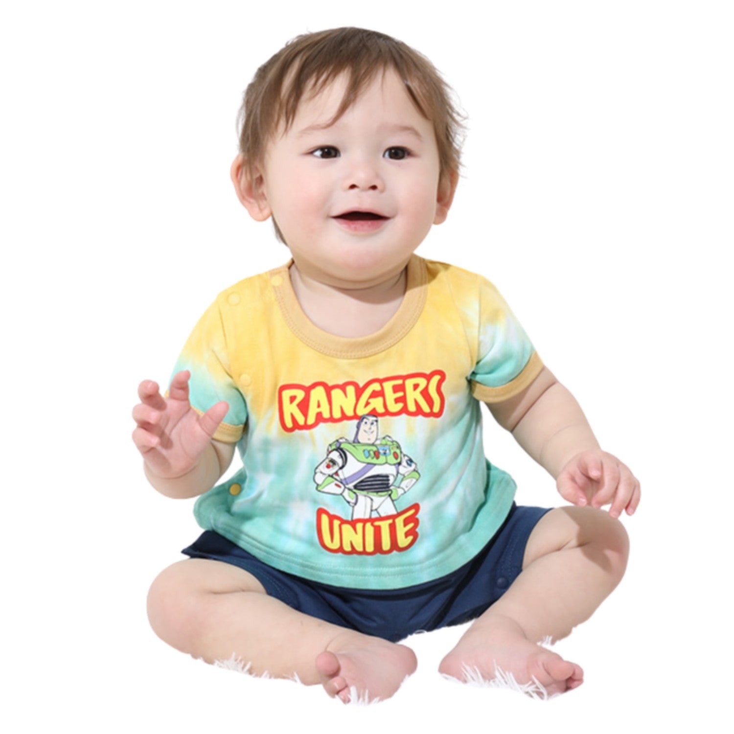 [Baby Doll] Buzz Tie Dye Character Romper 0516B / Toy Story Baby Size Baby Baby Shower Gift Present Baby Clothes Coverall Link Coordination Matching Look Parent and Child Coordination Matching Tenjiku Material