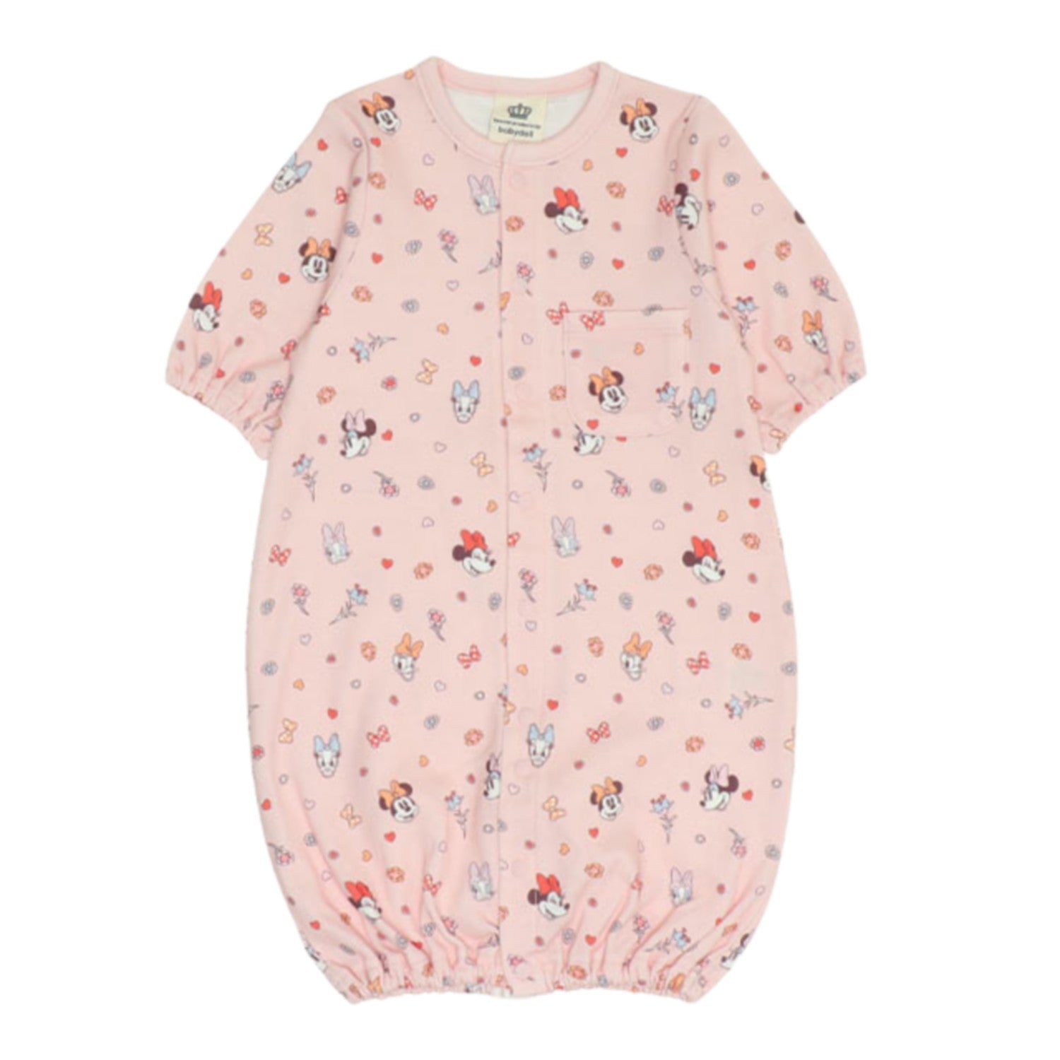 [Baby Doll] Minnie Daisy Allover Pattern 2WAY All 0637B / 50-70cm Baby Size Baby Baby Shower Gift Present Baby Clothes Coverall Long Sleeve Dress All Coverall 100% Cotton