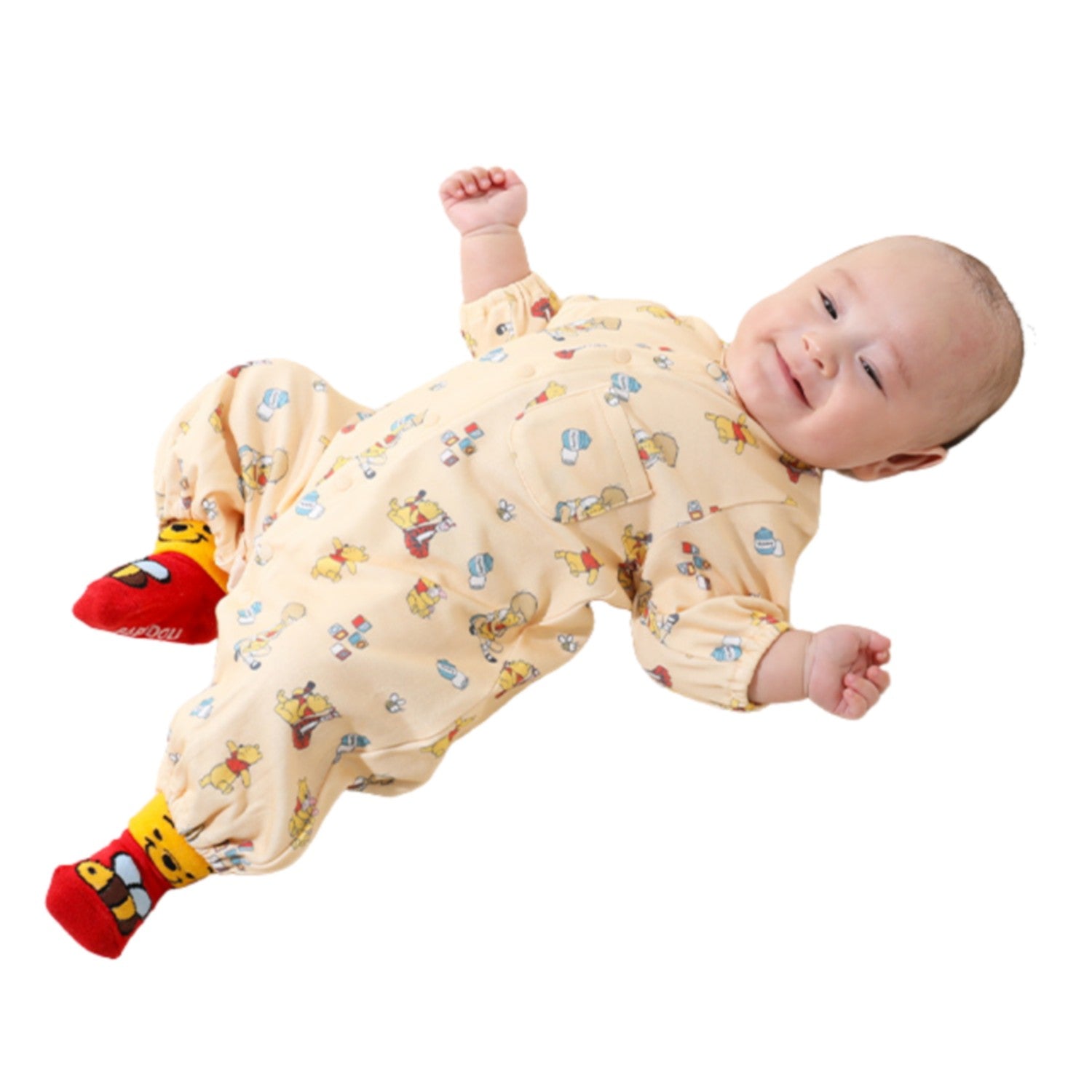 [Baby Doll] Pooh All-over Pattern 2WAY All 0637B / 50-70cm Baby Size Baby Baby Shower Gift Present Baby Clothes Coverall Long Sleeve Dress All Coverall 100% Cotton