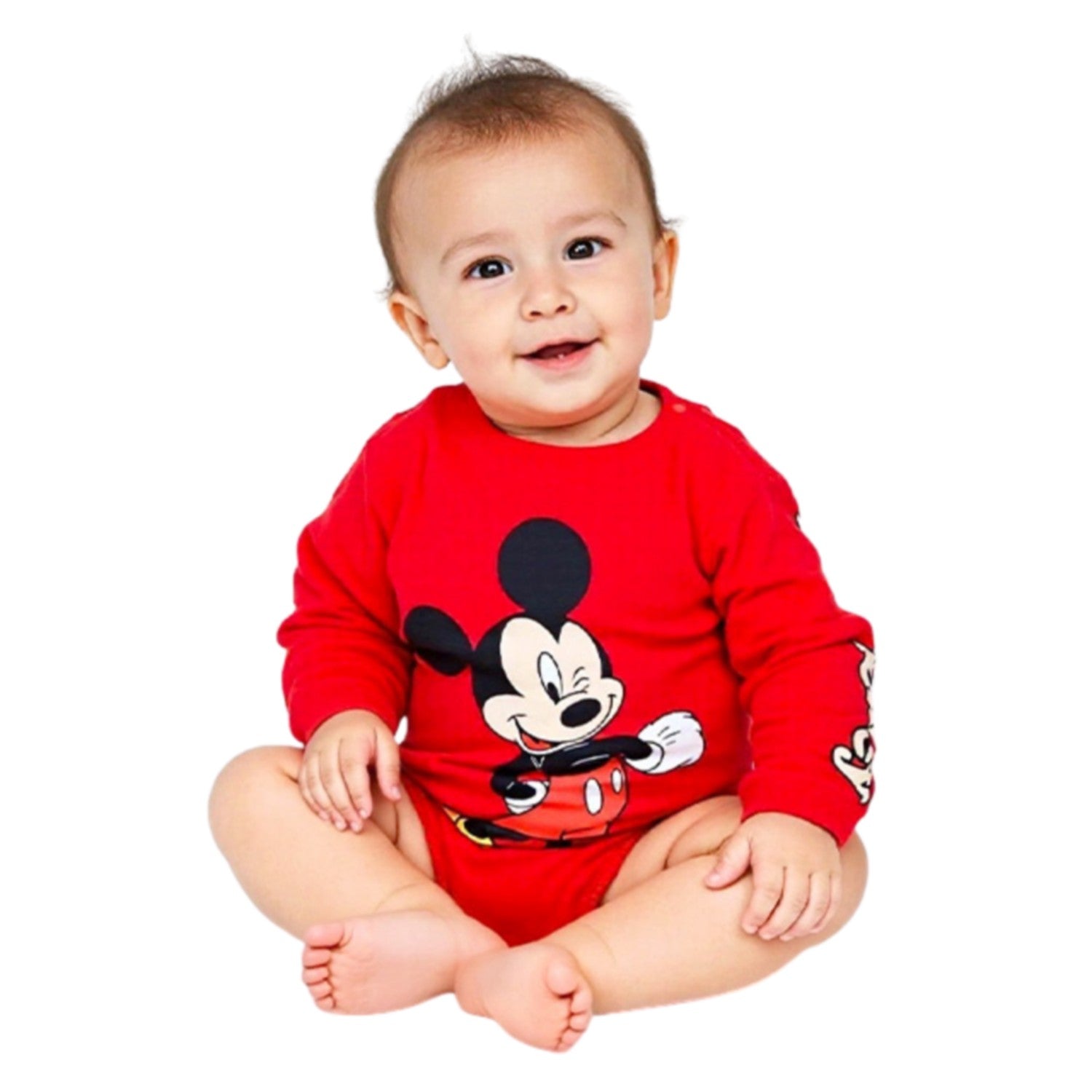 [Babydoll] Mickey BIG face chubby romper 0898B / 70-80cm Baby size Baby Baby gift Gift Present Baby clothes Long sleeve Link coordination Matching look Parent-child coordination