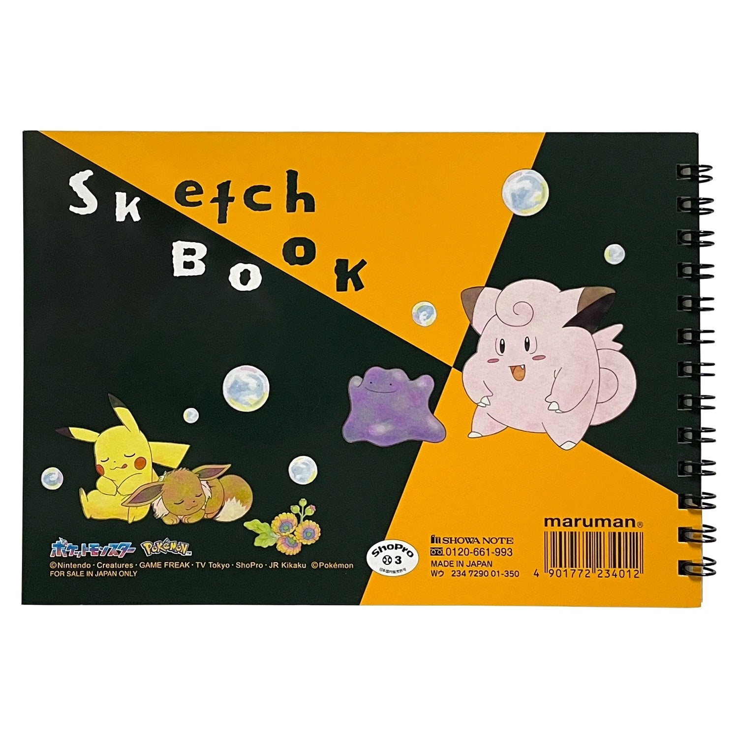 Close-up of Pokemon B6 Sketchbook pages, showcasing Japanese artwork and design