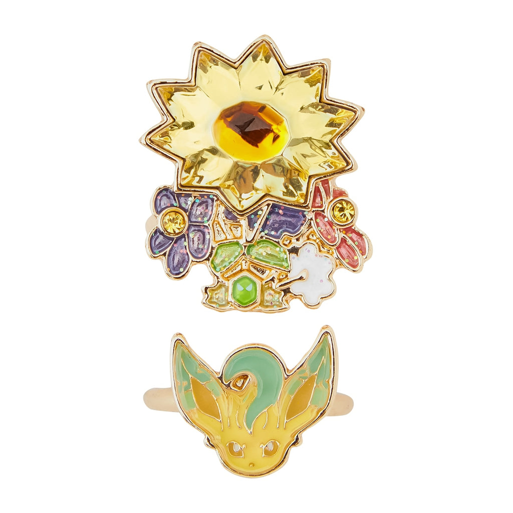 Authentic Japanese Pokémon accessory ring, Kusaterastal Leafeon, with intricate design