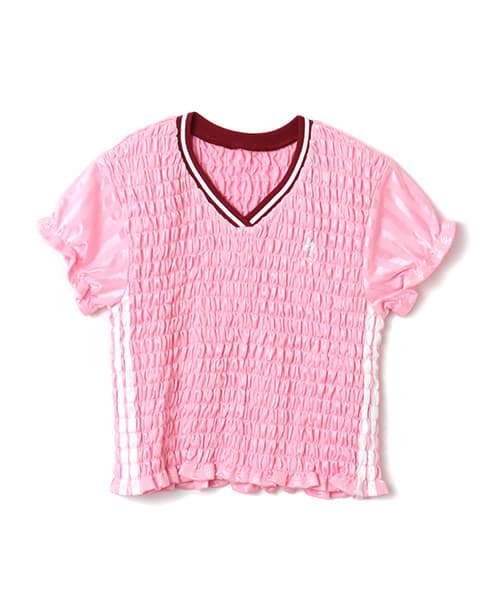 atmos Pink Shirring Mini Game Shirt with unique design details from Japan