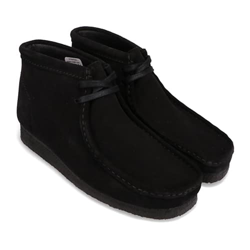 Clarks Wallabee Boot Black from Japan, side view of authentic sneakers