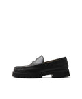 Clarks Yukoner Penny Sneakers - black leather with white laces, imported from Japan