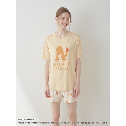 [gelato pique] Cool touch print T-shirt & shorts set Orange