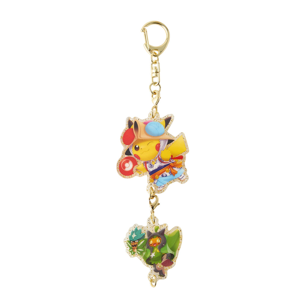 Close-up of Connecting acrylic keychain with Pokemon design, sourced from Japan