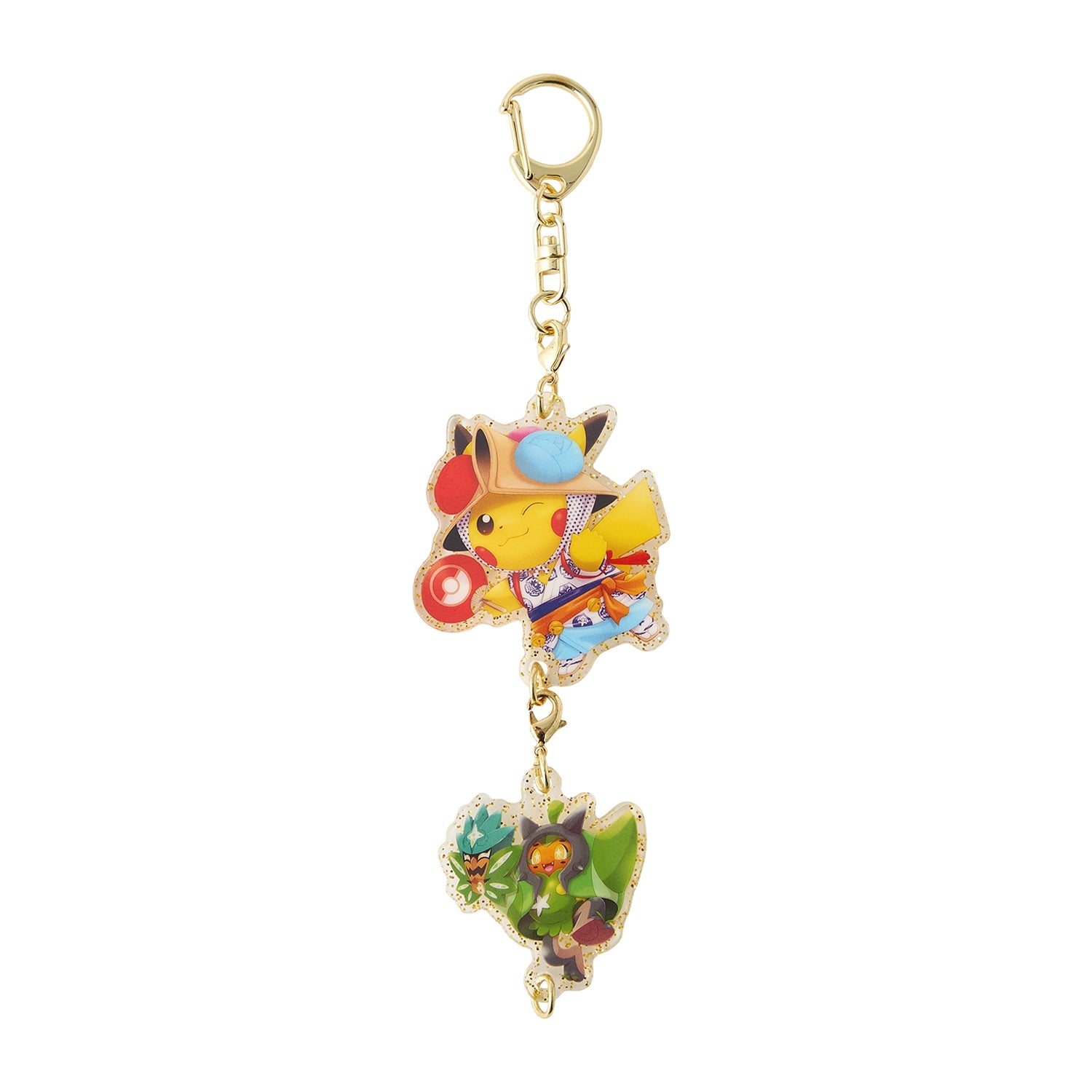 Close-up of Connecting acrylic keychain with Pokemon design, sourced from Japan