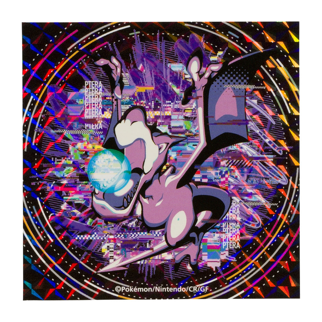 Close-up of Aerodactyl design on sticker set from Japan
