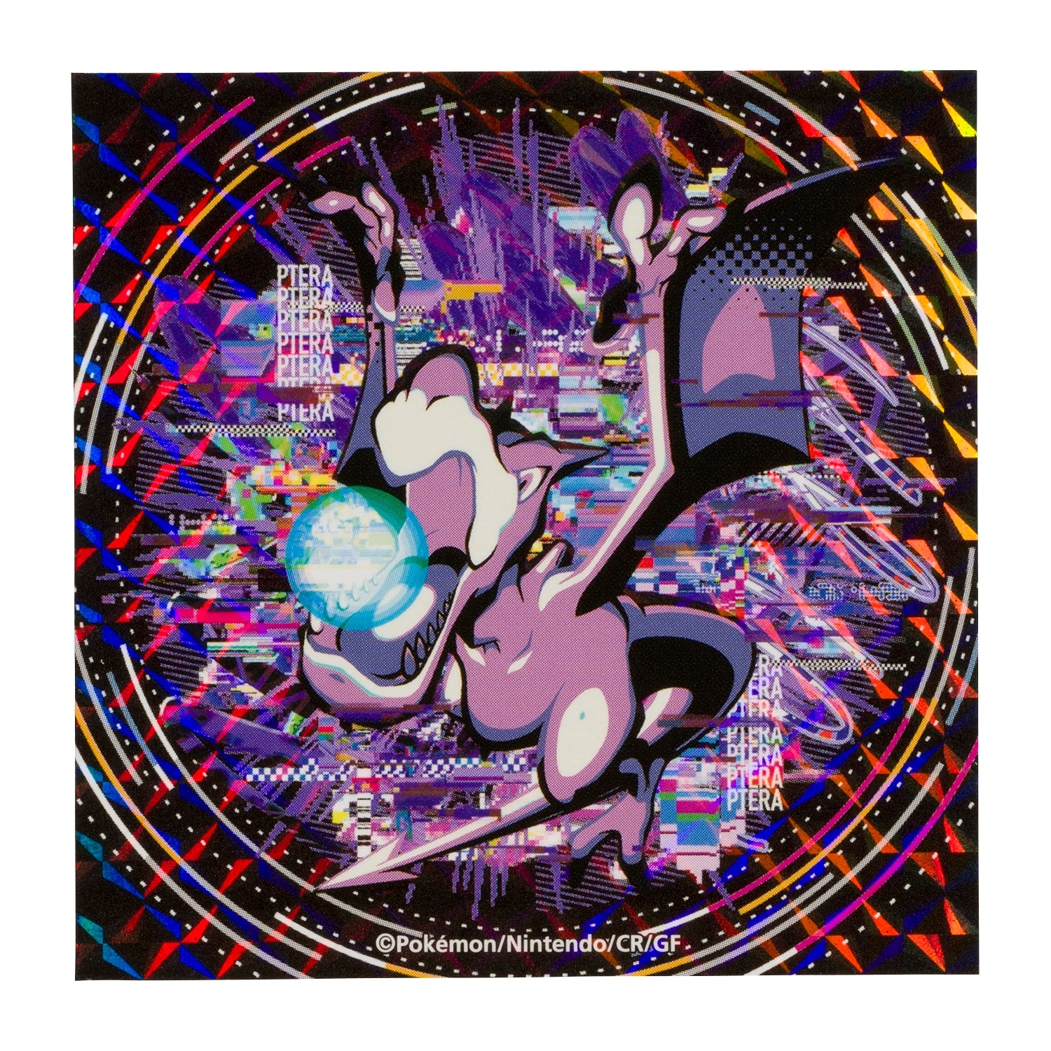 Close-up of Aerodactyl design on sticker set from Japan