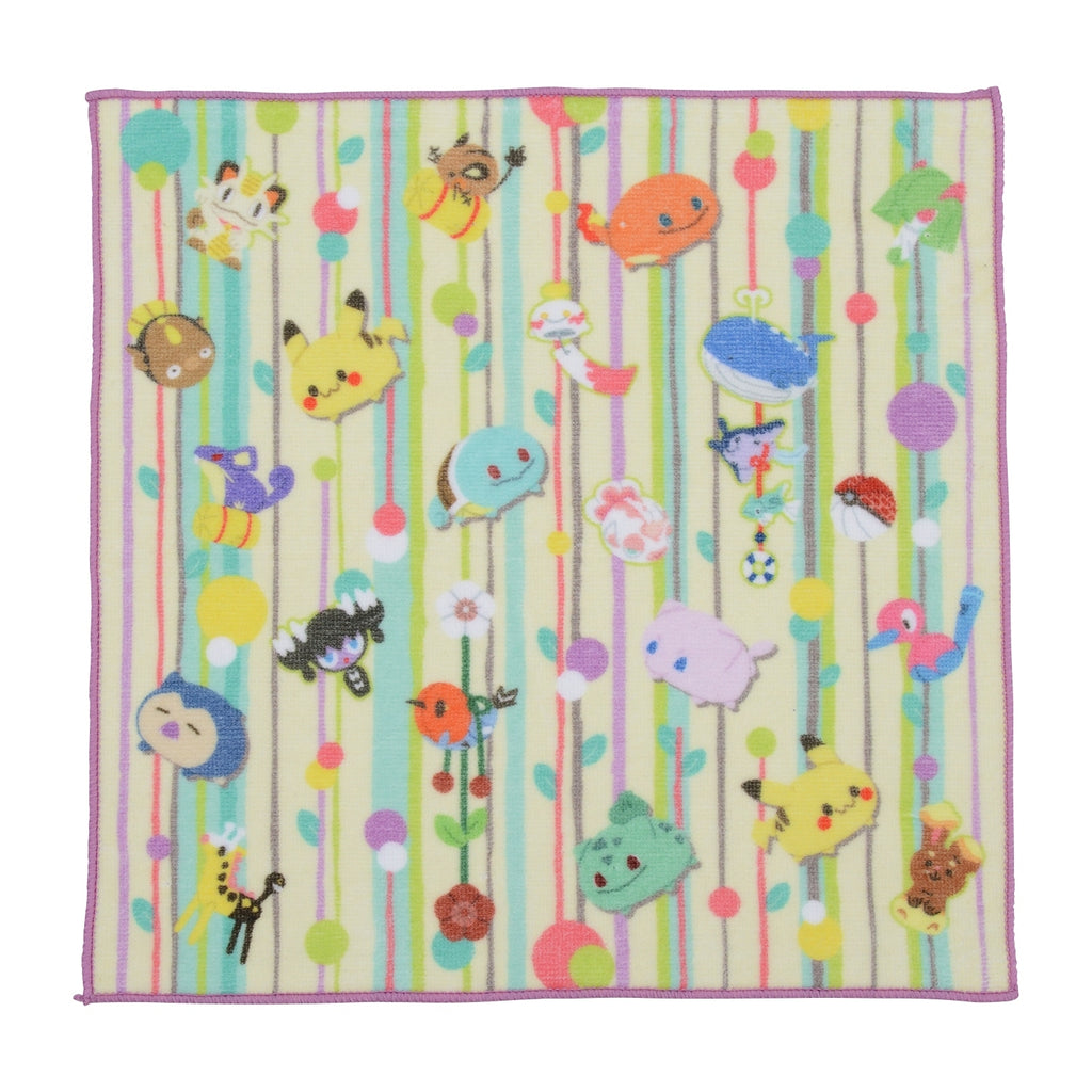 Pokemon hand towel with bean bag play design from Japan, featuring colorful characters