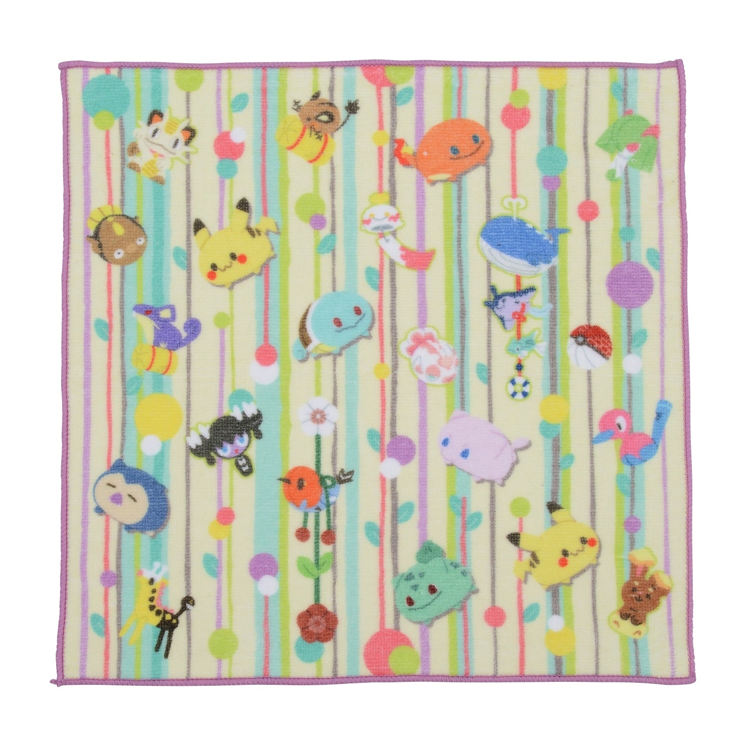Pokemon hand towel with bean bag play design from Japan, featuring colorful characters