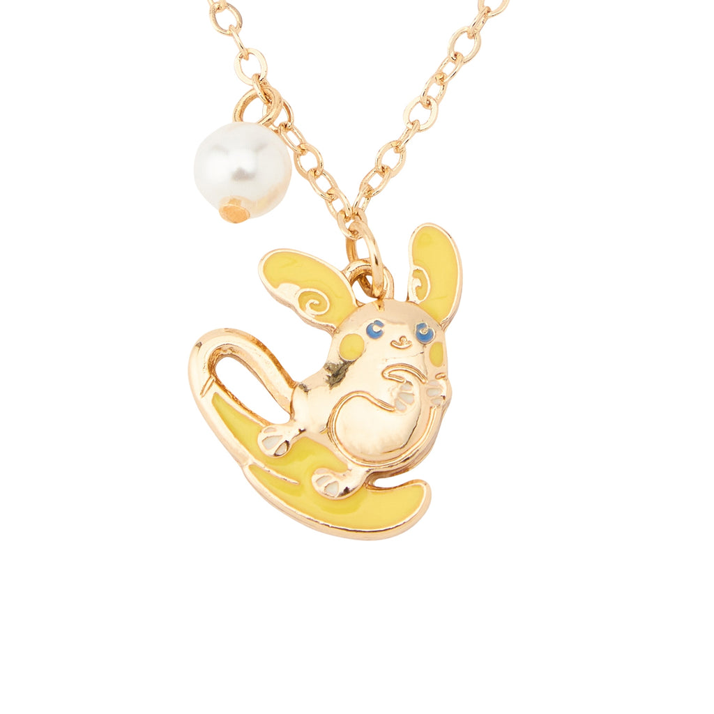 Close-up of Alolan Raichu pendant, Japanese anime necklace