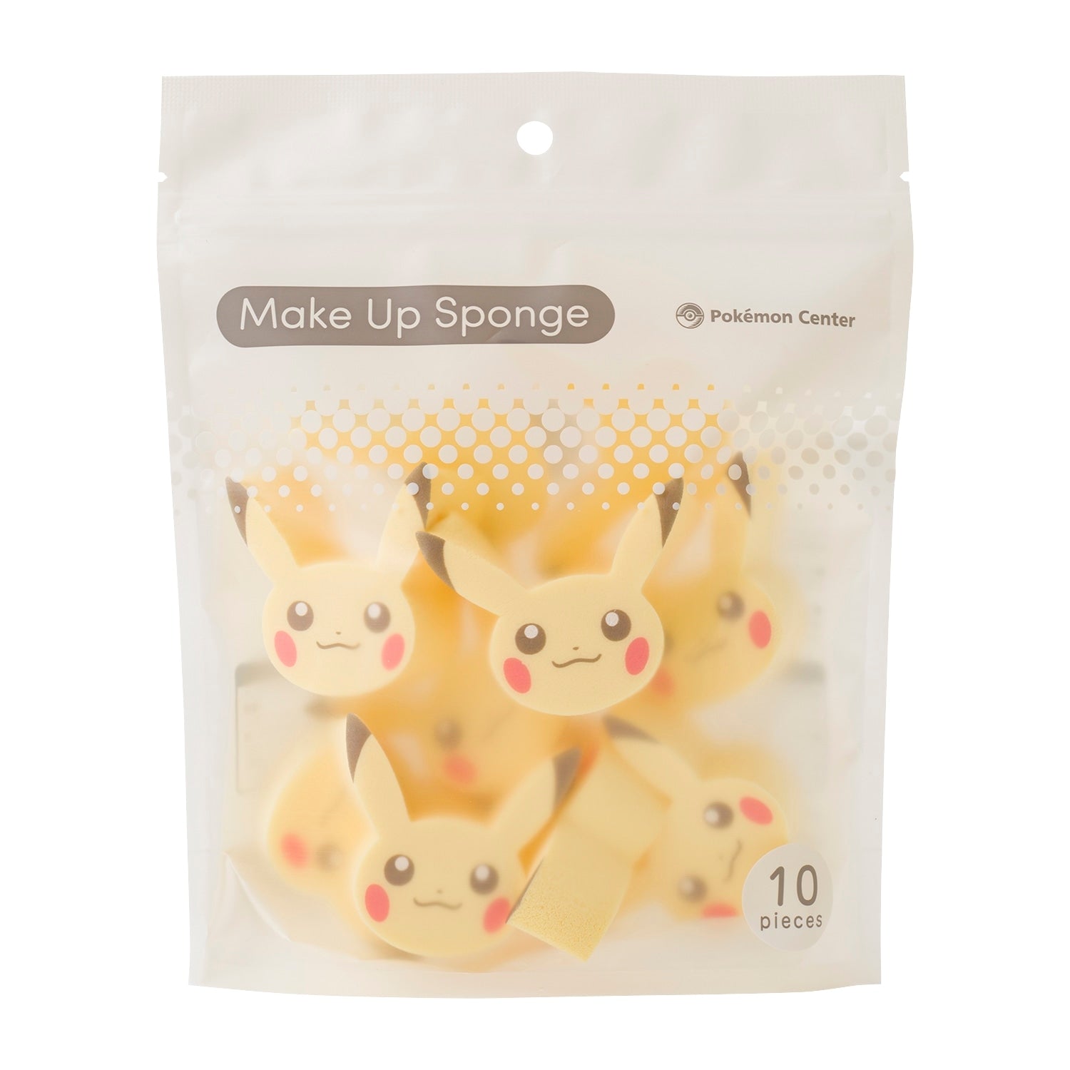Pikachu die-cut makeup sponge with cute facial expression from Japan