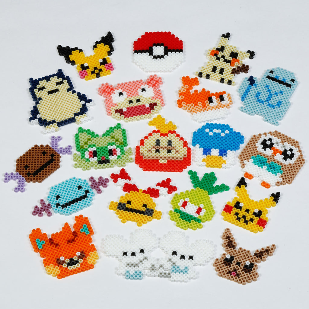 Close-up of Perler beads with Pokemon characters from Japan