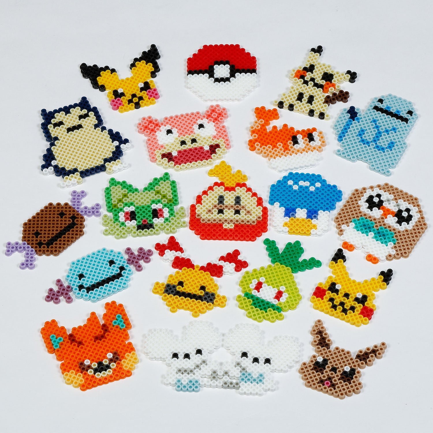 Close-up of Perler beads with Pokemon characters from Japan
