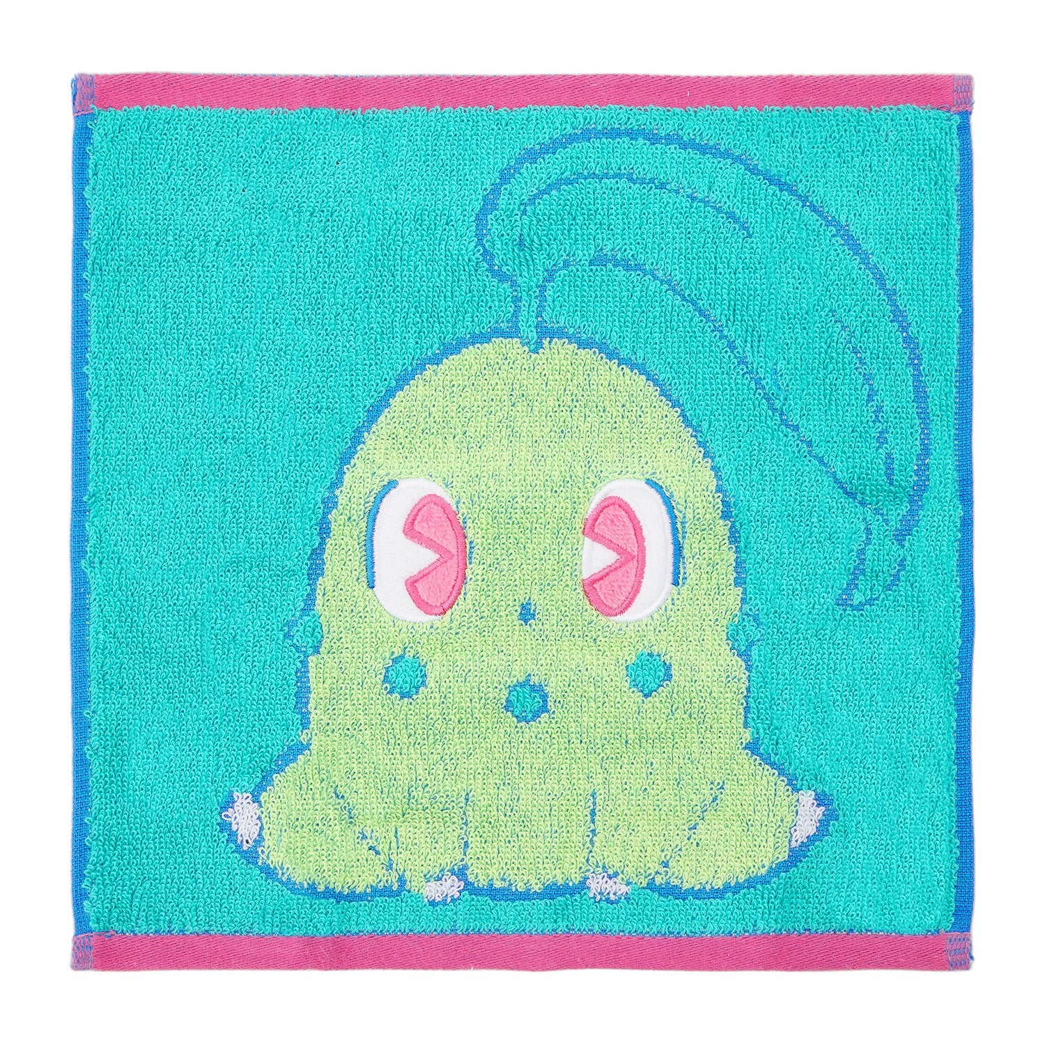 Chikorita hand towel with vibrant green design from Japan