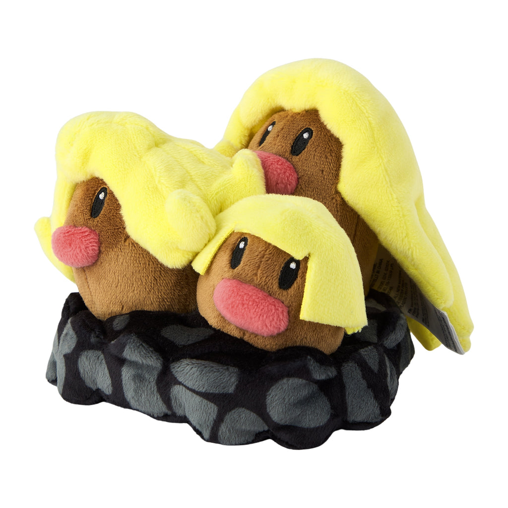 Authentic Japanese Pokémon plush Dugtrio Alola form, detailed design