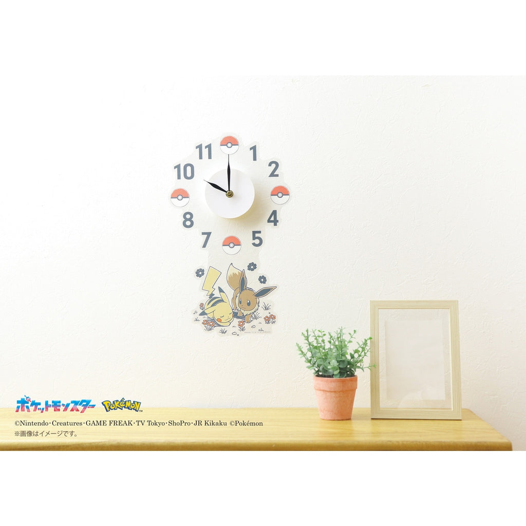 Wall clock sticker Pikachu Eevee