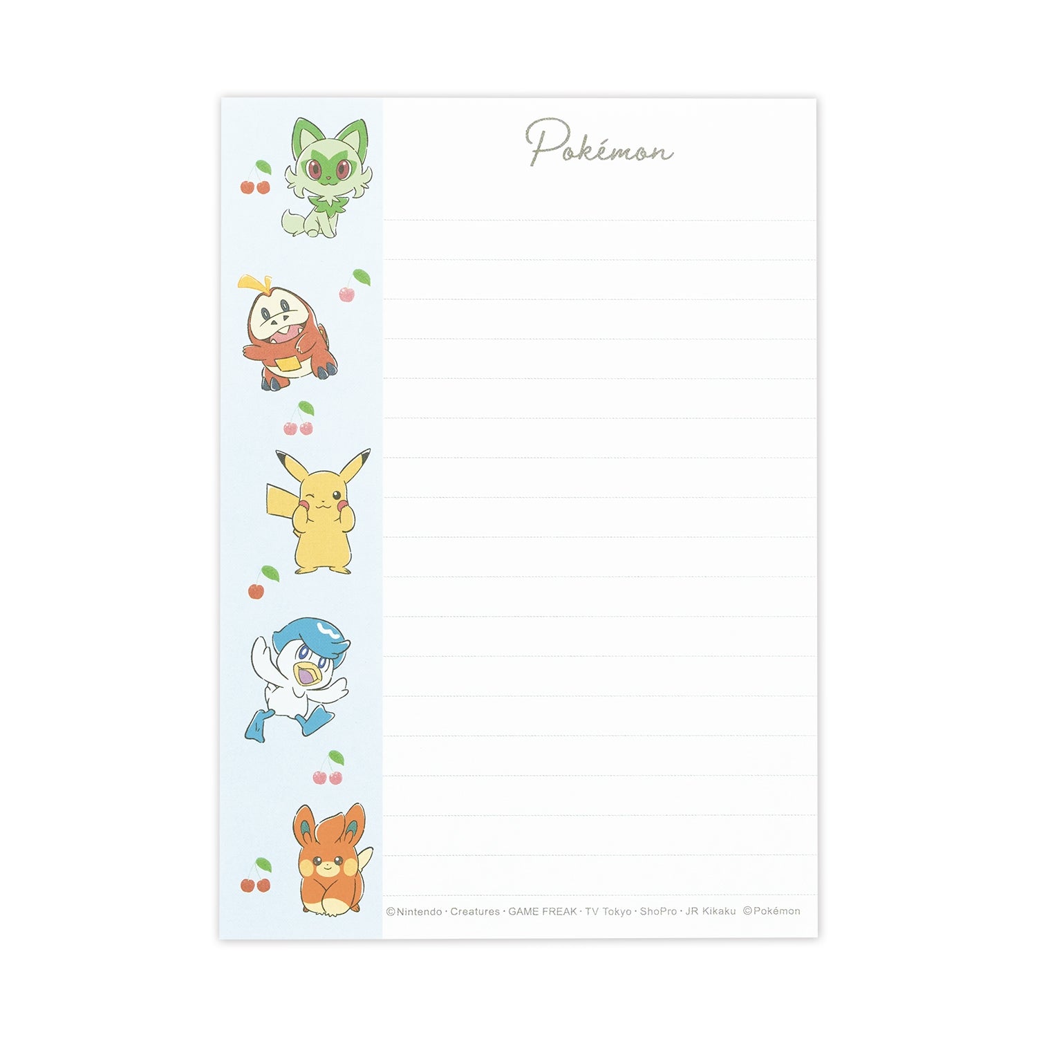 Pokemon Clear Sheet Memo Cherry collectible item from Japan, front view