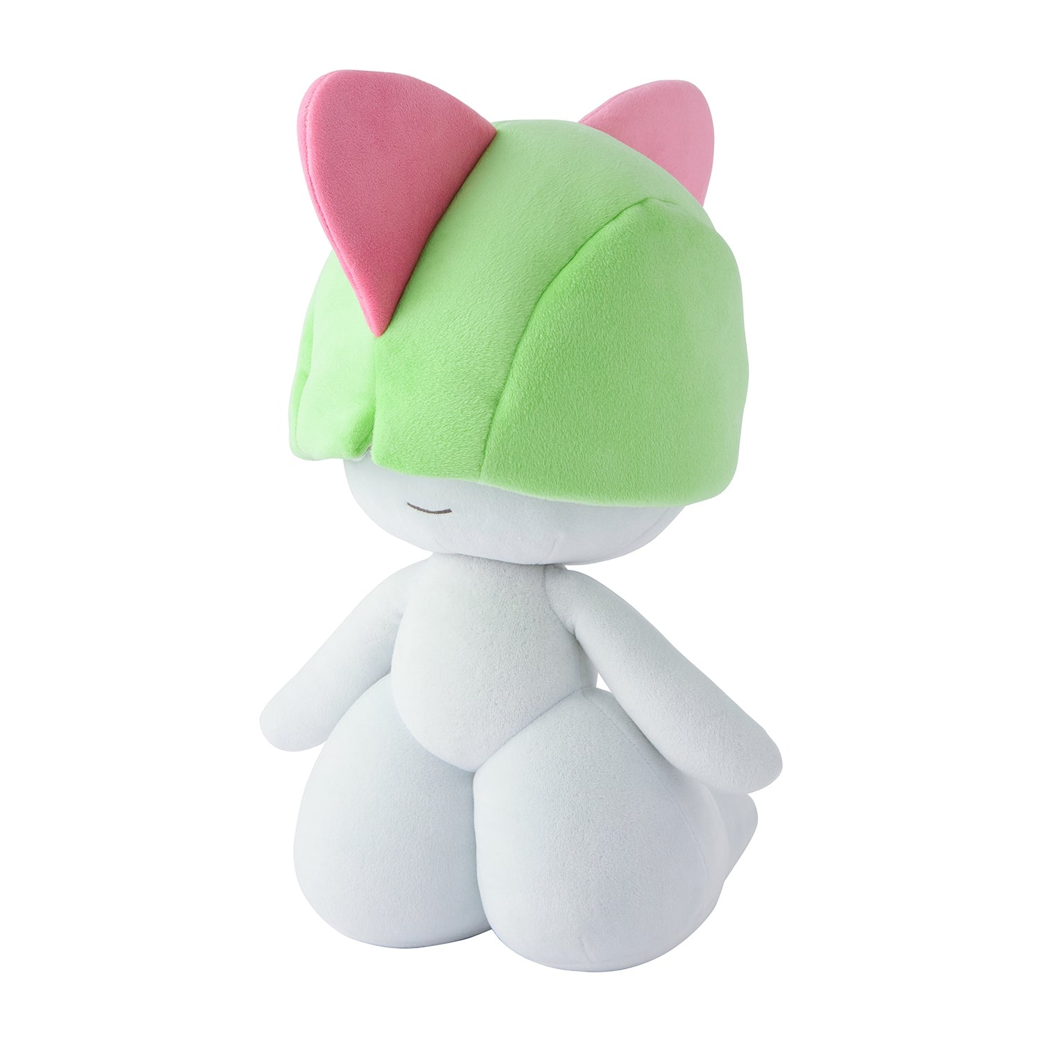 Front view of Mocchirich Plush Toy Ralts showing detailed stitching from Japan