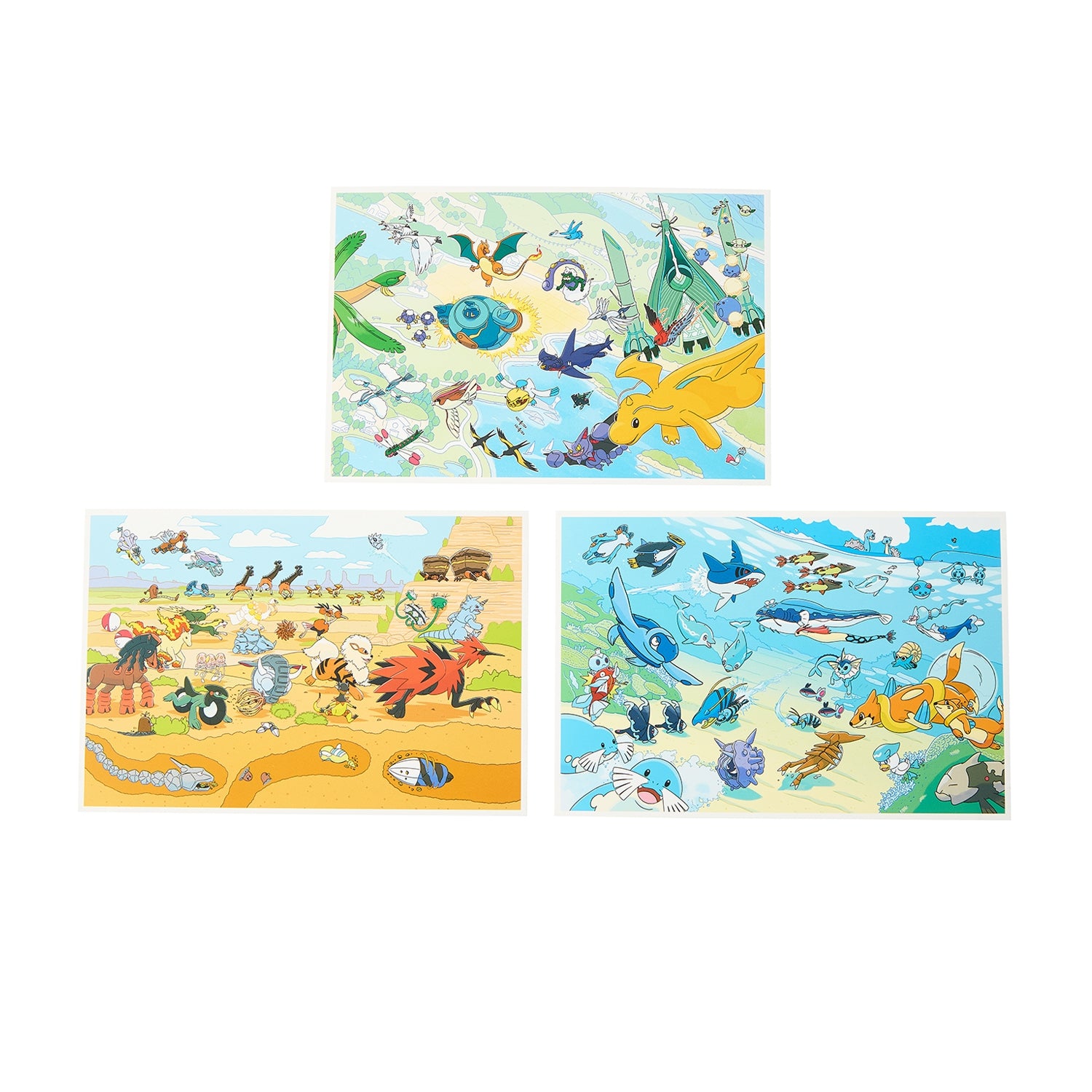 Set of 3 postcards Pokemon ecology encyclopedia
