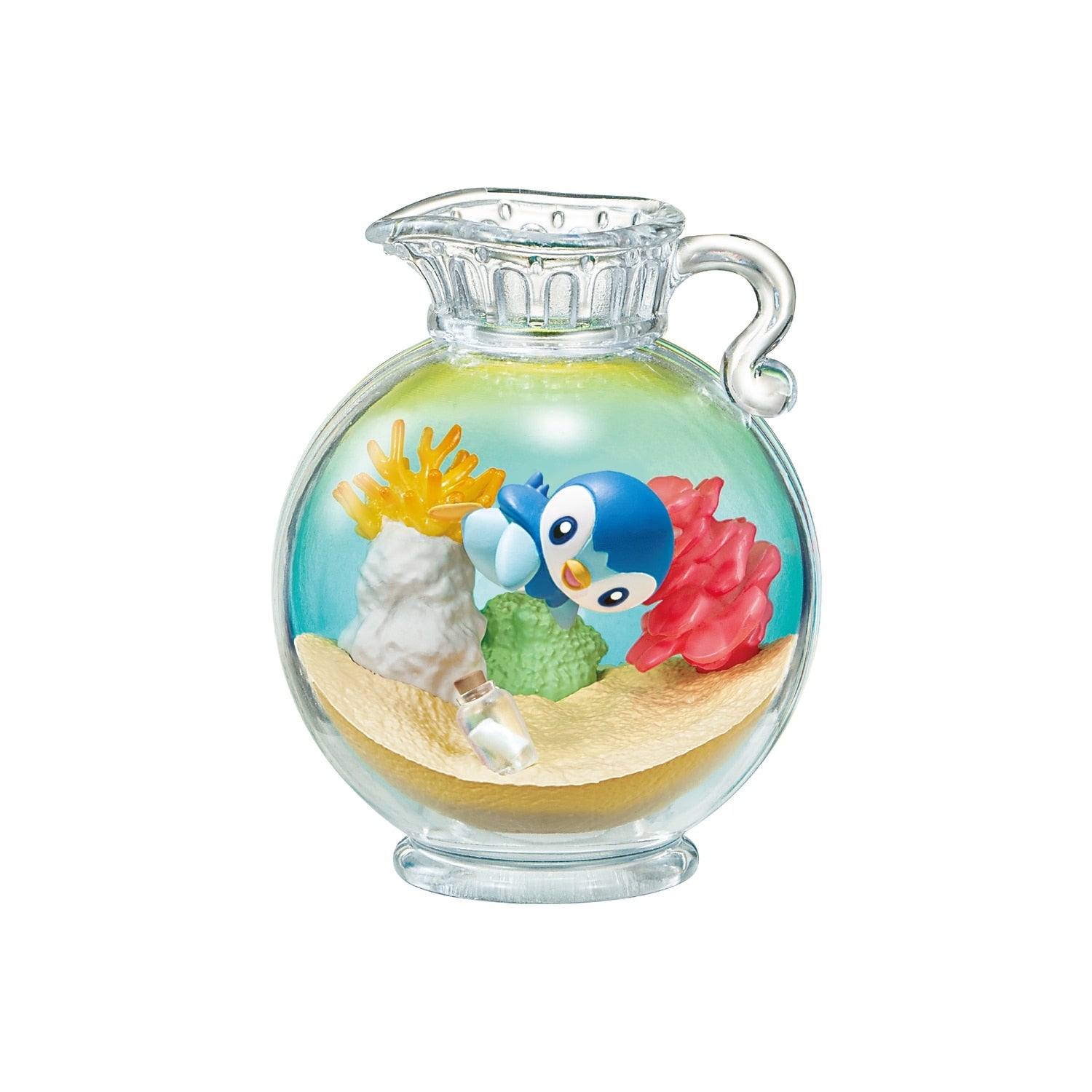 Close-up of AQUA BOTTLE figure, showcasing intricate details, made in Japan