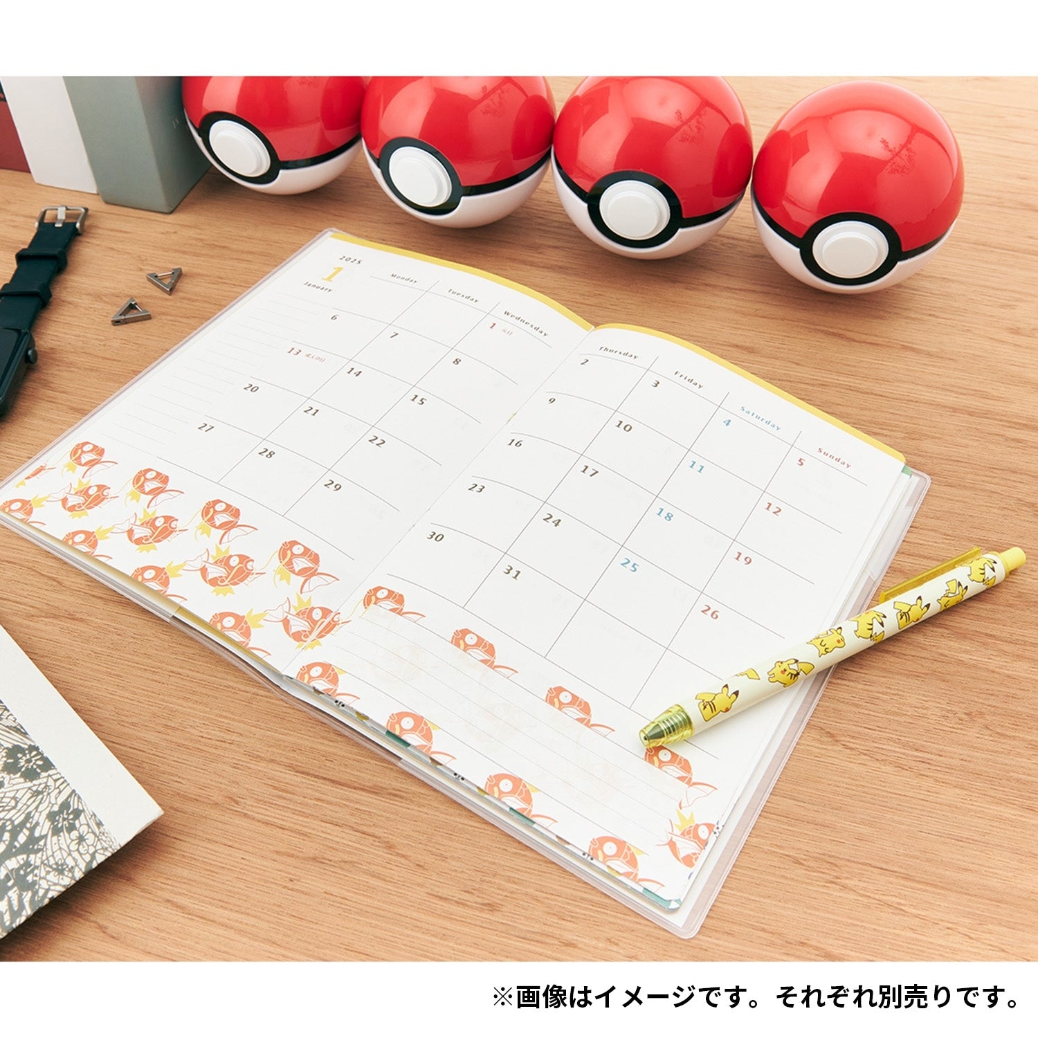 Back cover of Pokemon B6 Schedule Book 2025 with Japanese text and Pokemon Center logo