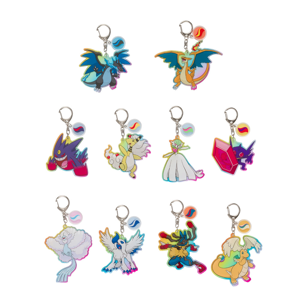 Mega Evolution Pokemon keychain with vibrant colors from Japan