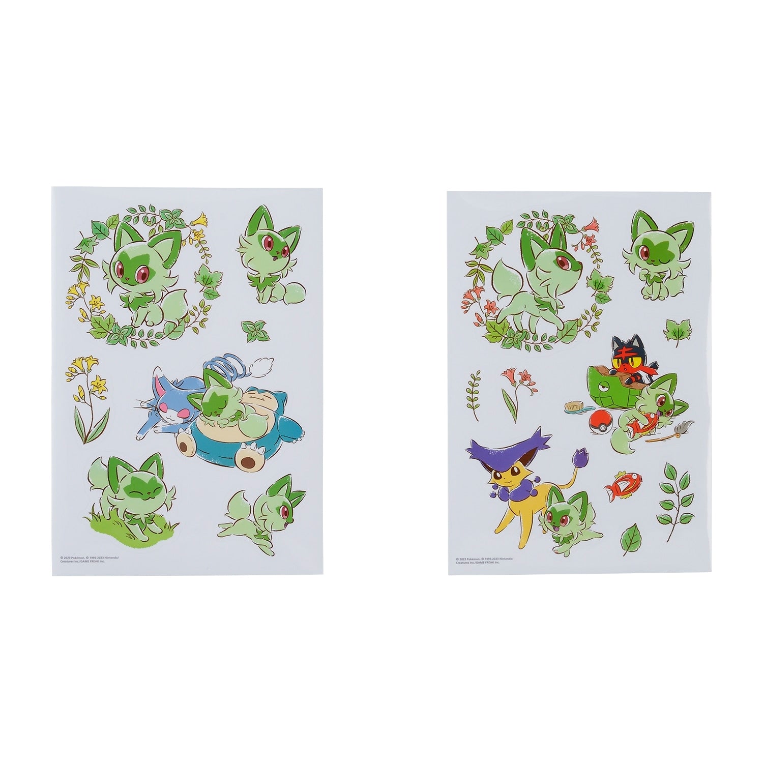 Nya! Meow meow! Nyaoha! sticker set featuring Sprigatito, a cute Grass Cat Pokemon from Japan