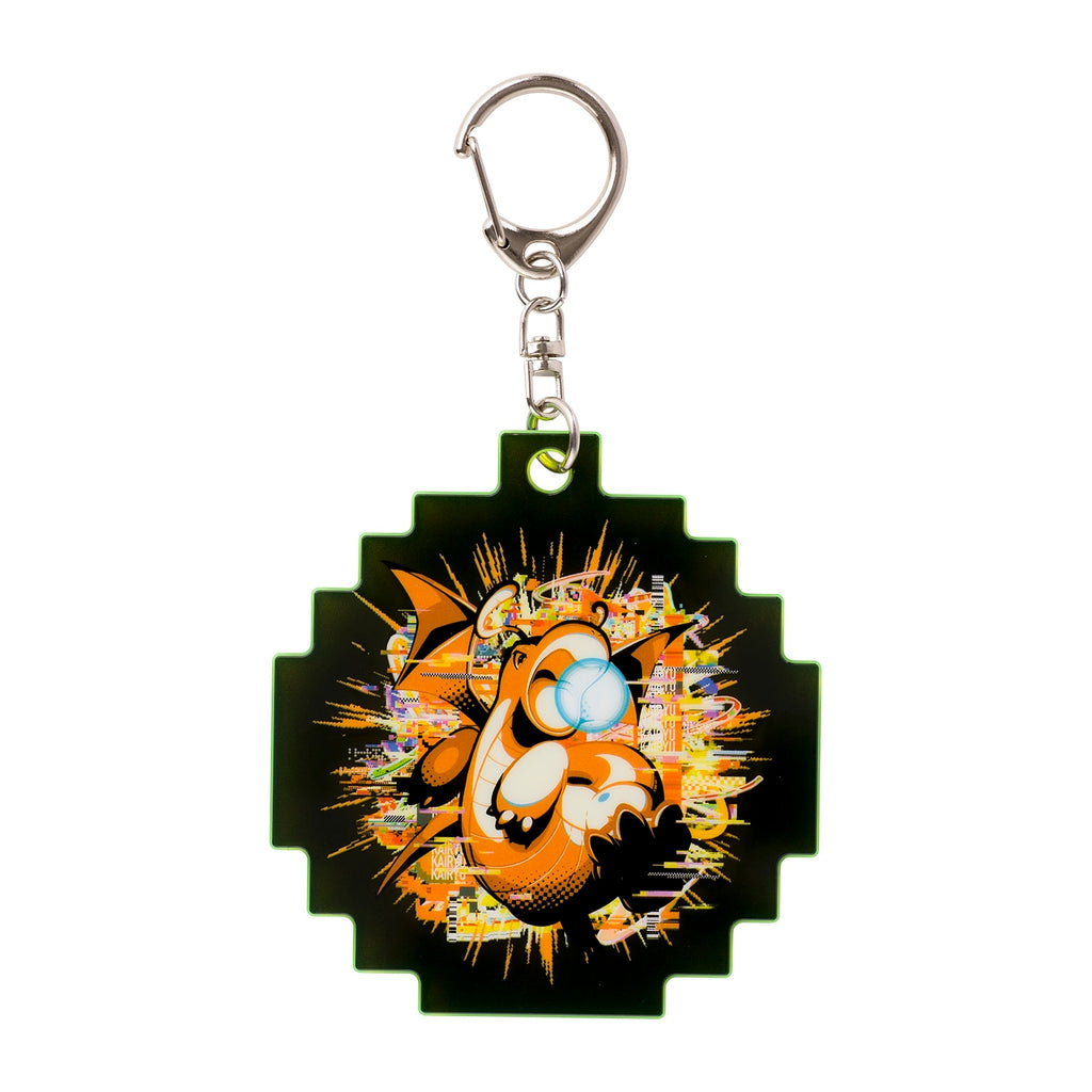 Acrylic Dragonite keychain with vibrant wings from Japan