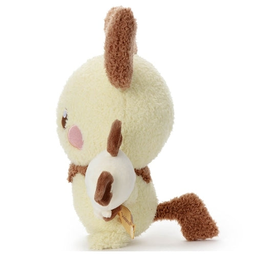 Japanese Pichu plushie with bright yellow color and red cheeks from Japan