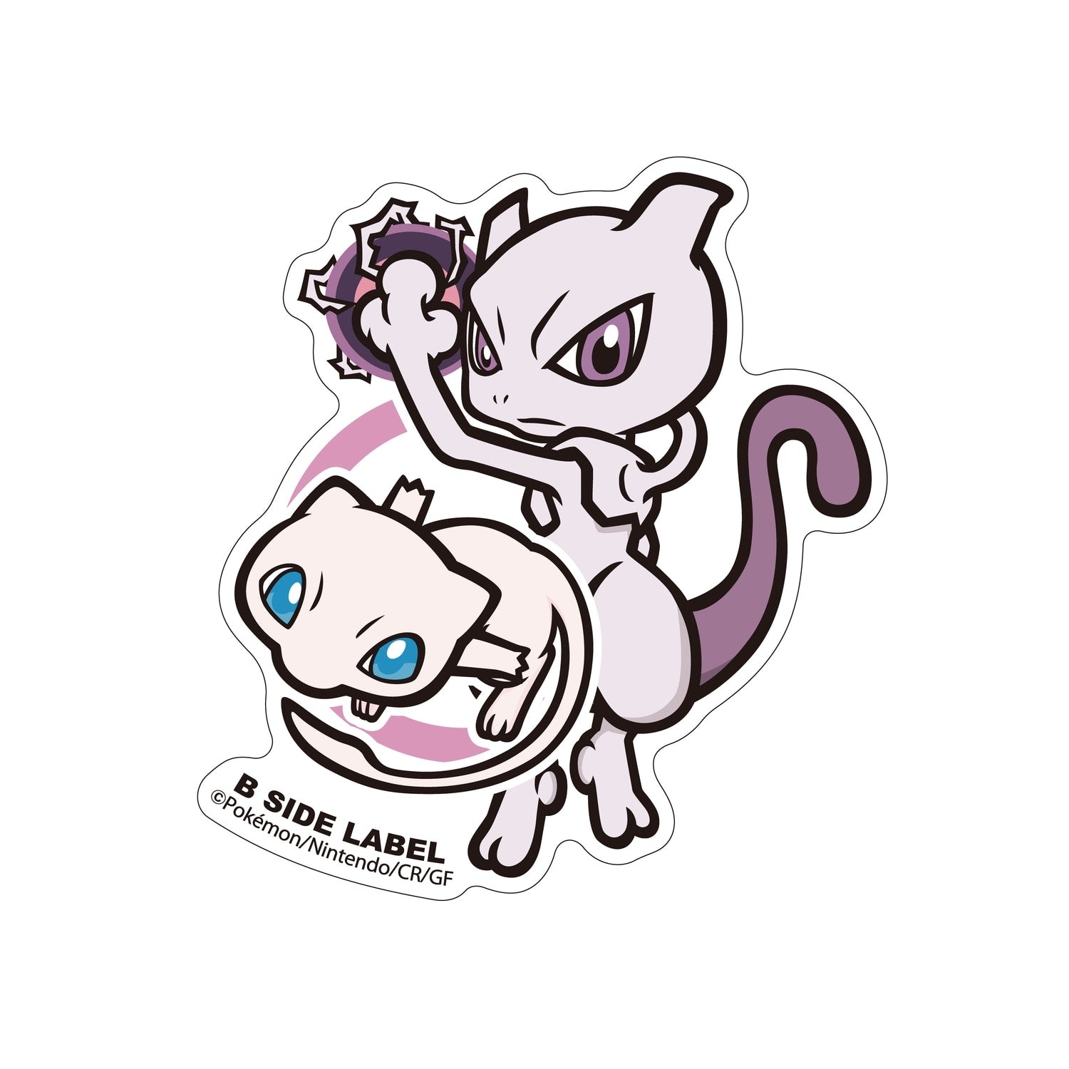 B-SIDE LABEL Pokemon Sticker Mewtwo & Mew, featuring Genetic Pokemon, from Japan