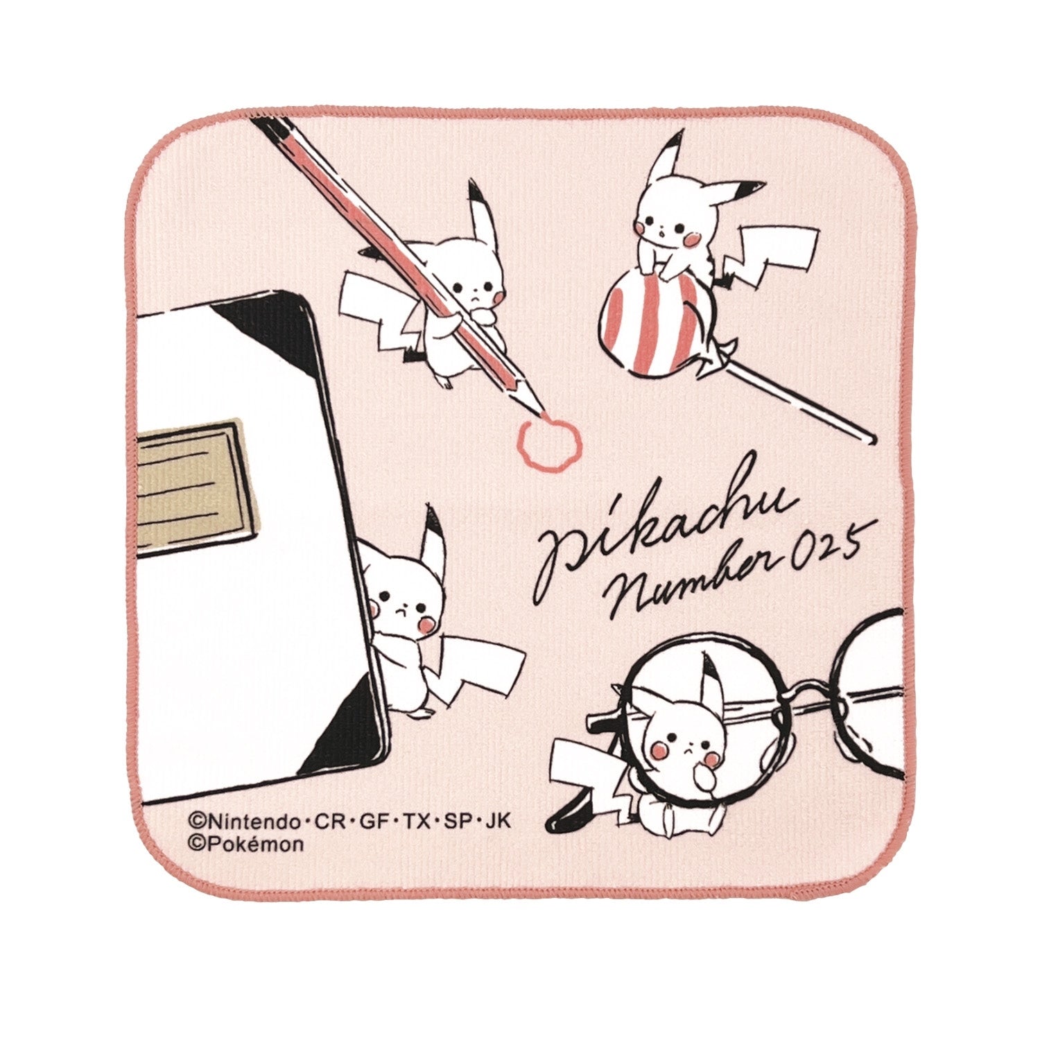Pikachu number025 microfiber handkerchief with vibrant colors, from Japan