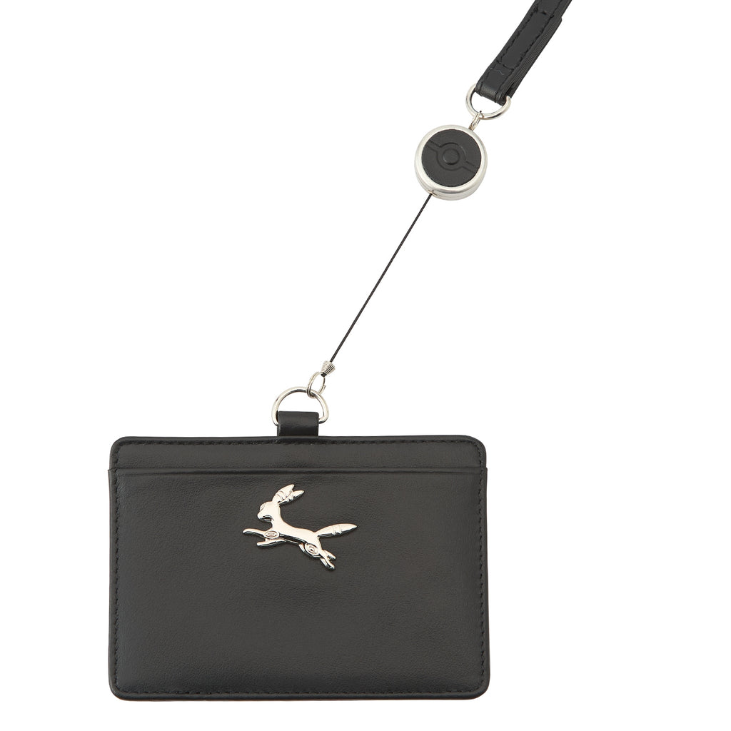 Genuine leather ID card case blacky