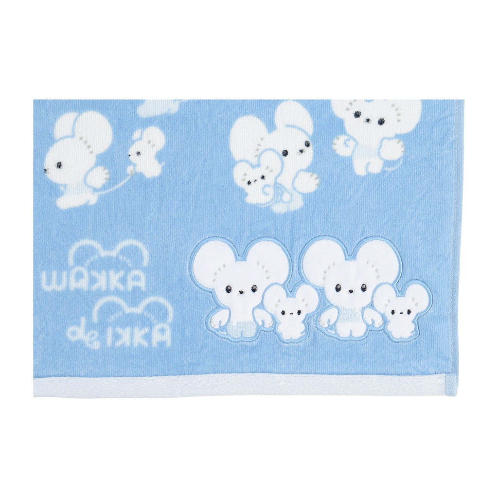 Close-up of Pokemon Face Towel WAKKA de IKKA with vibrant characters from Japan