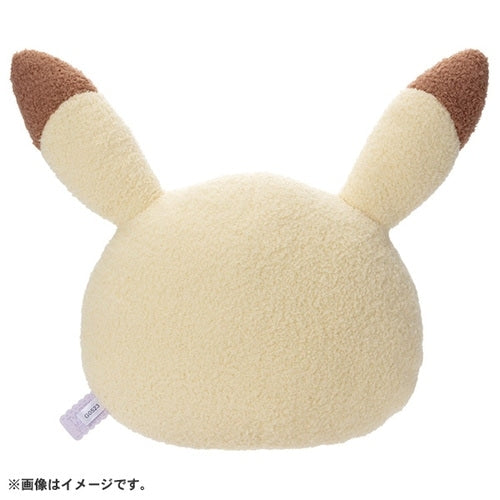Pikachu stuffed face cushion with soft fabric and vibrant colors from Japan