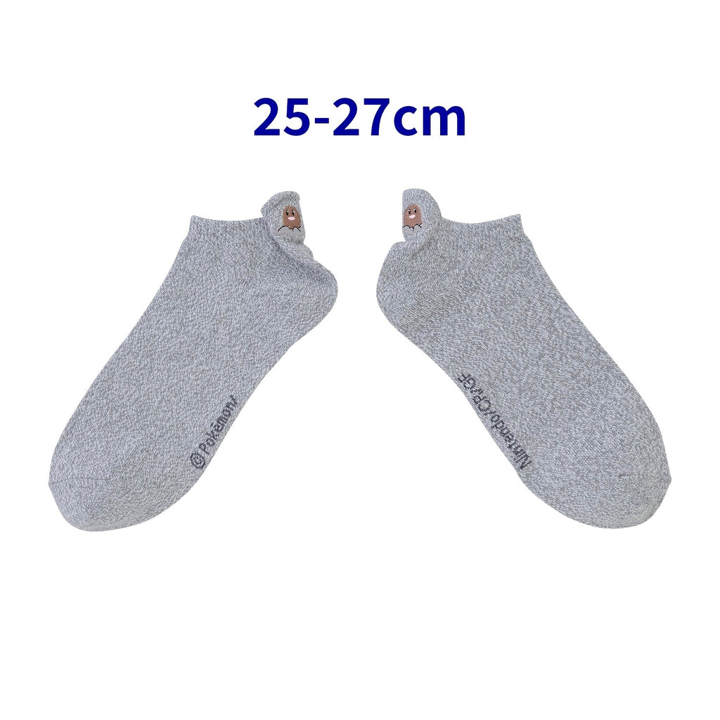 [Choice] Short socks with heel embroidery Digda (23-25cm) / (25-27cm)