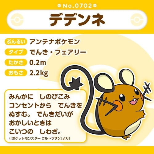Official Pokémon Dedenne Plush from Japan, detailed design and texture