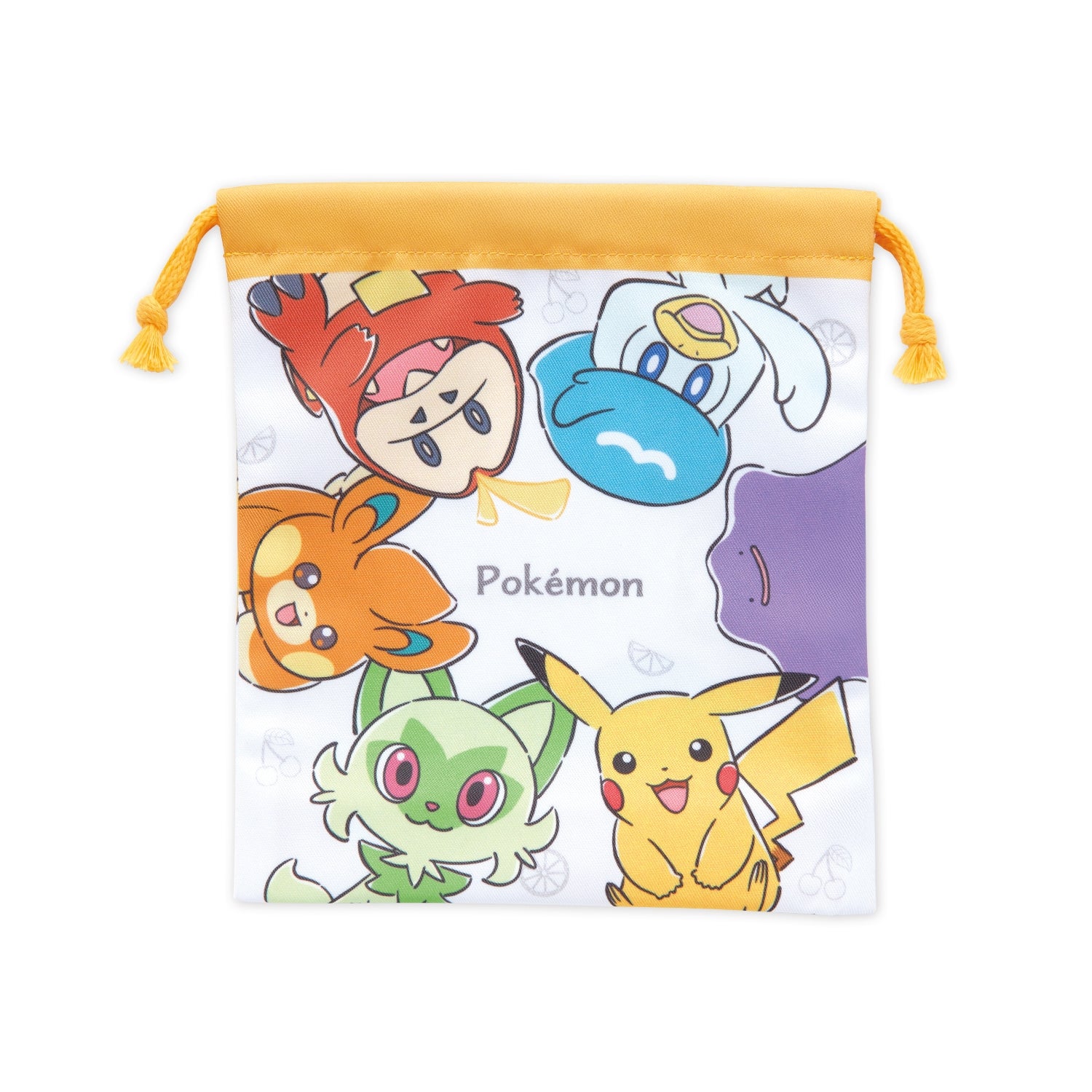 Gusseted drawstring bag with Pokémon ring, featuring authentic details from Japan