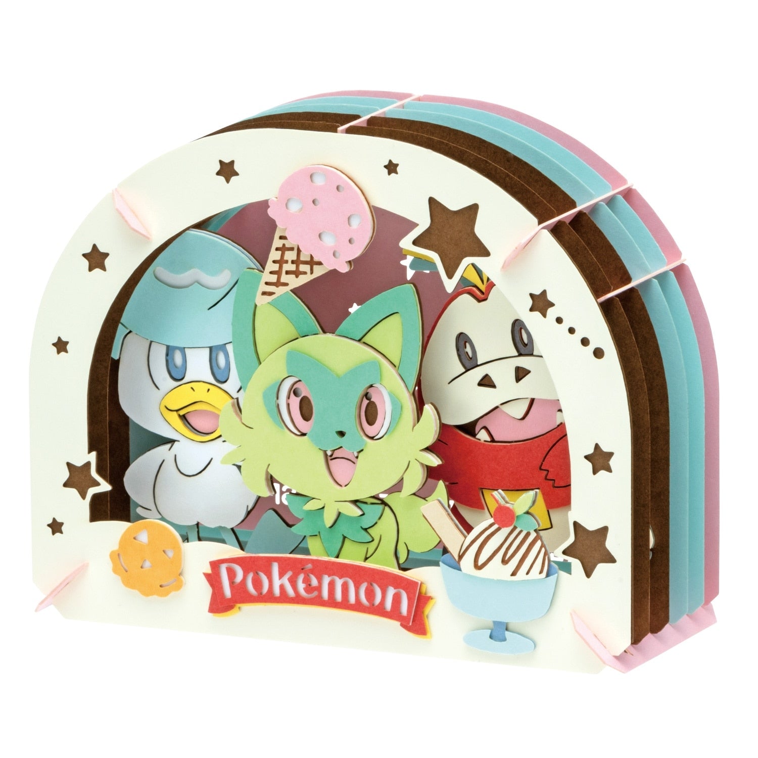 Pokemon Paper Theater Waku Waku Ice Cream Vendor figure from Japan, colorful ice cream cart