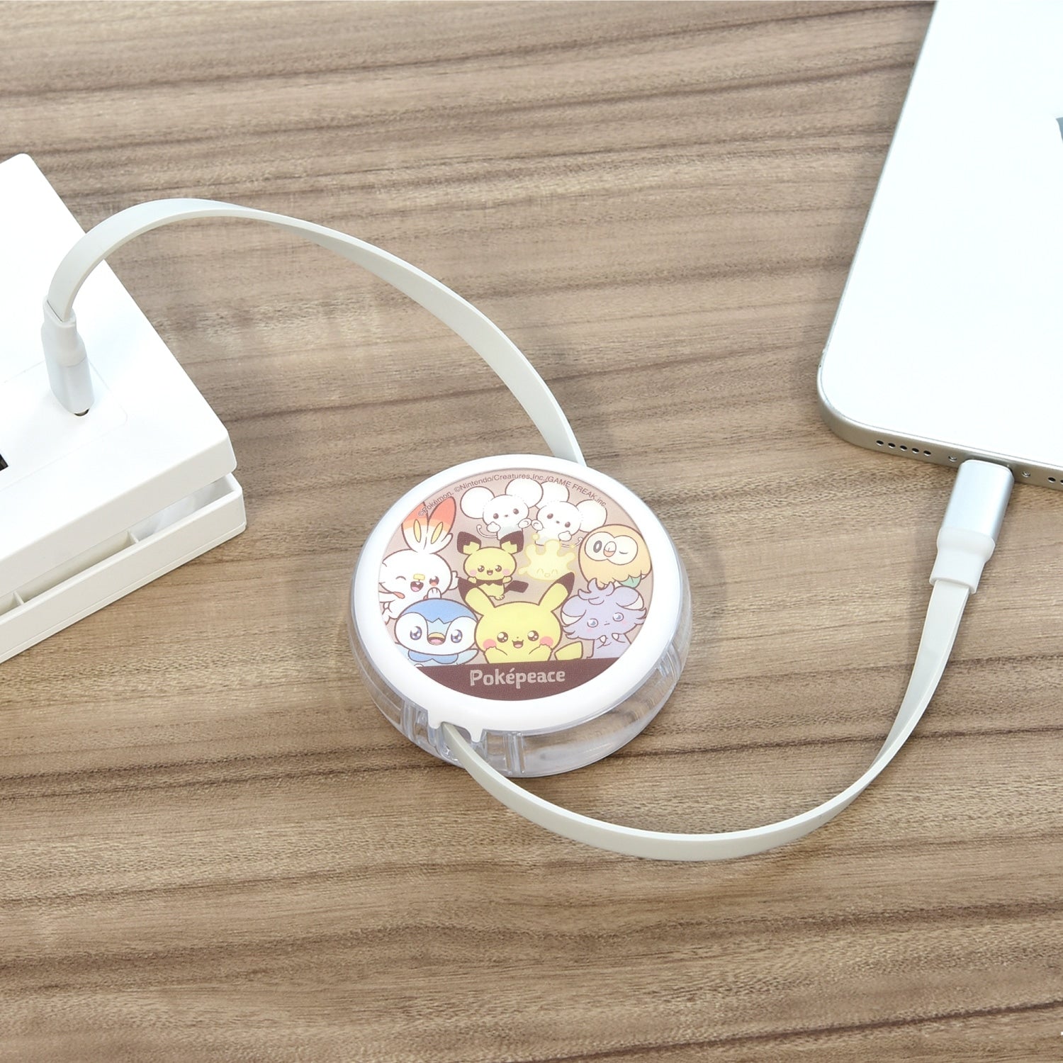 Pokepiece PD60W Compatible USB2.0 Reel Type-C Cable Brown