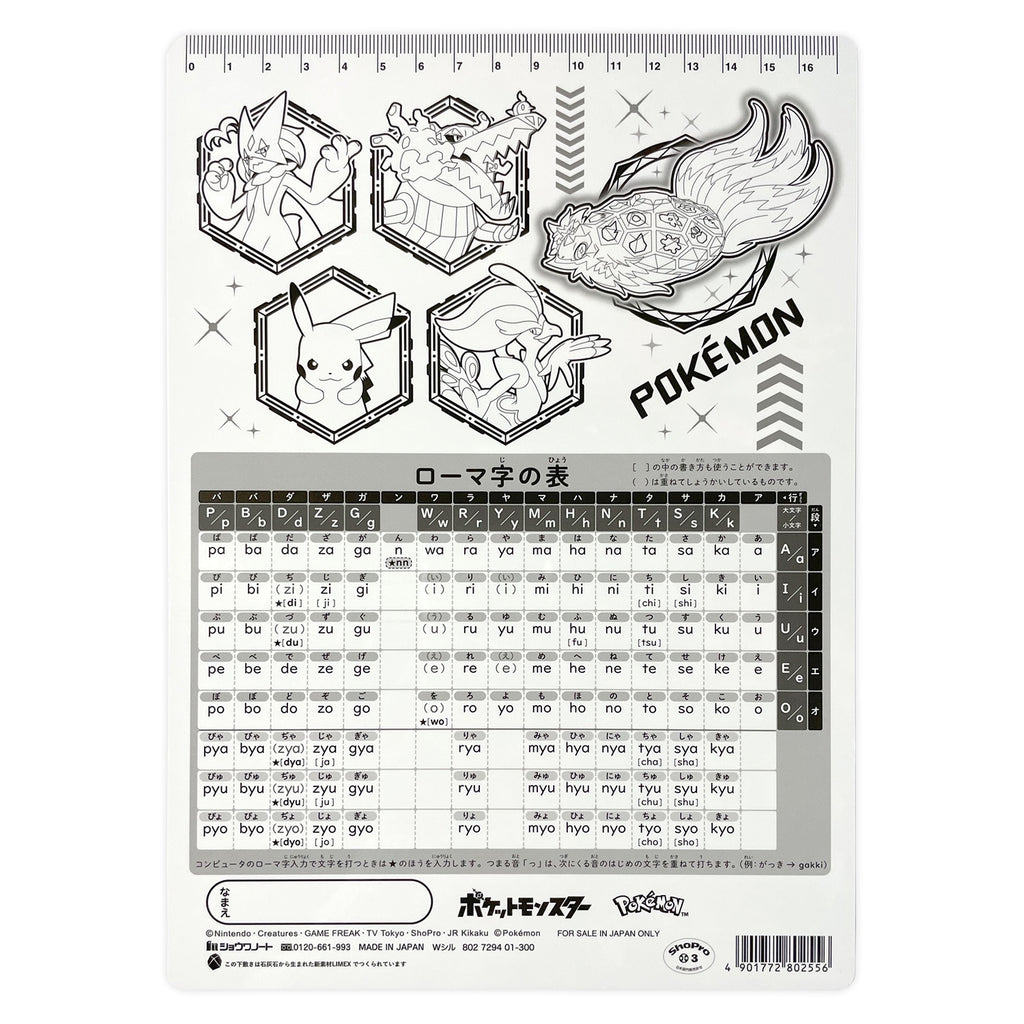 Authentic Pokémon Shitajiki Japan, with official logo and 25cm size detail
