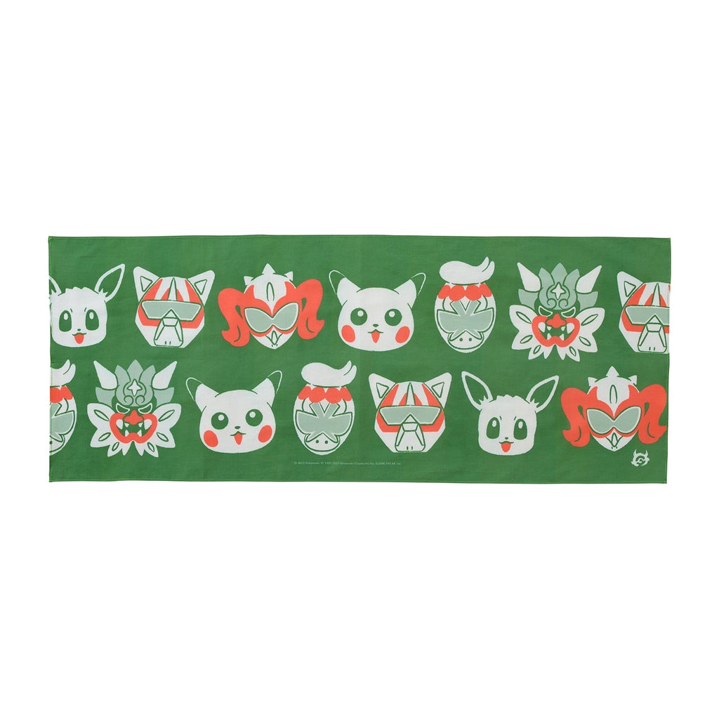 Pokémon Tenugui Blue Mask from Japan, blue mask design on white background