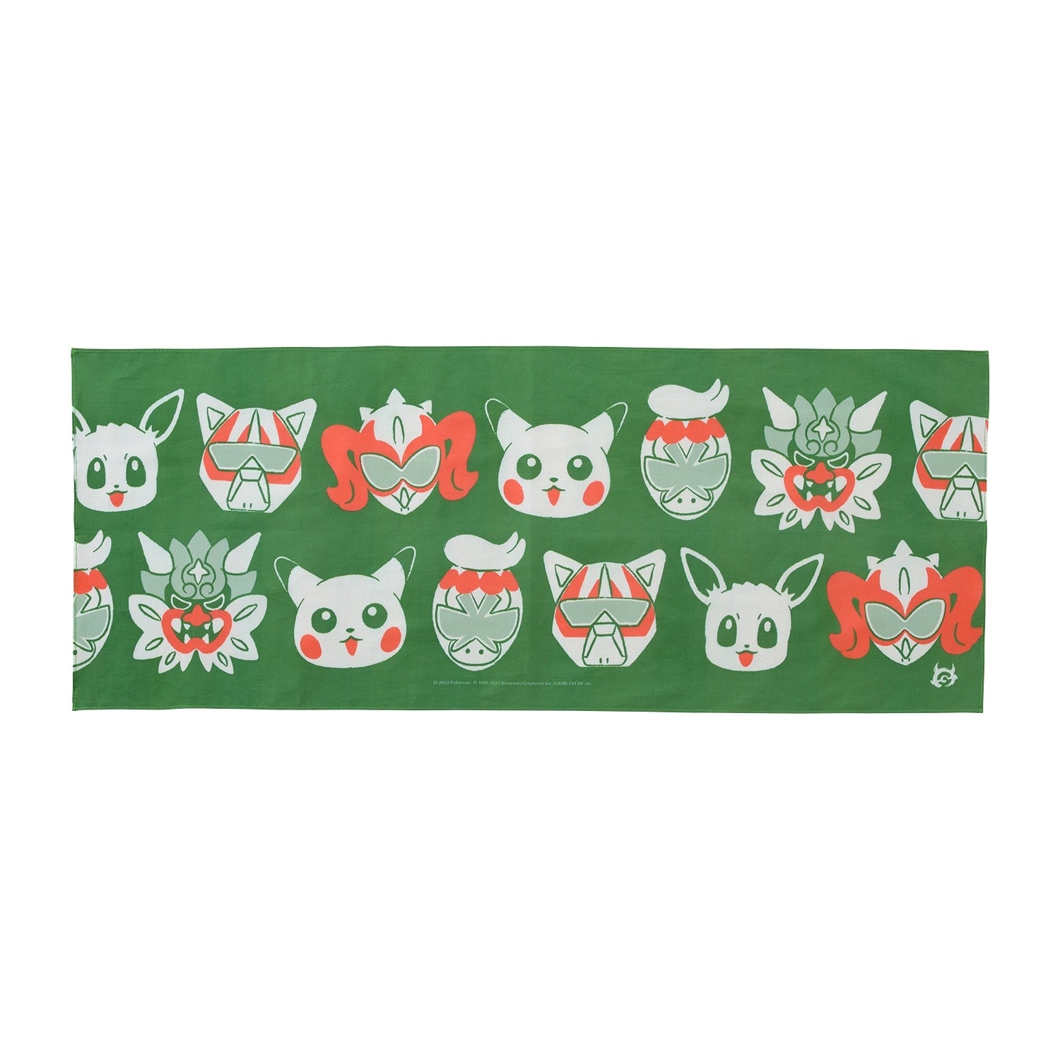 Pokémon Tenugui Blue Mask from Japan, blue mask design on white background